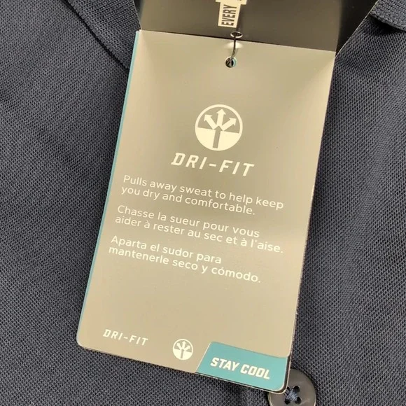 Nike Shirt Mens Large Blue Golf Polo‎ Dri-Fit Logo Swoosh Outdoor Performance - Picture 7 of 14